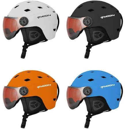 Aumotop Skihelm, Snowboardhelm, Antibeschlag-Brille für Damen und Herren, für Sport, Schnee, PC + EPS, L, Schwarz (L)