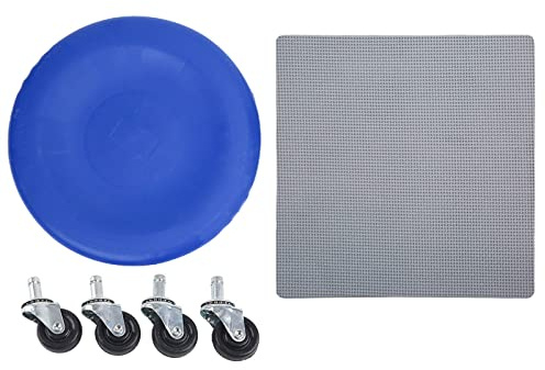 OKOVO Bauchtrainer, 4-Rad-Platte, Gleitscheibe, Fitnessgerät, inländisches Universalrad (Blau)