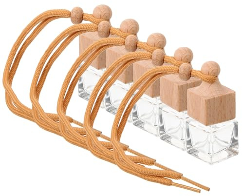 IMIKEYA 5 Stück-pack Hängende Auto Parfümflakons 8 Ml Transparent Quadratischer Verschluss Nachfüllbare Autodiffusor Anhänger für Langzeitgebrauch Innenraum Lufterfrischer