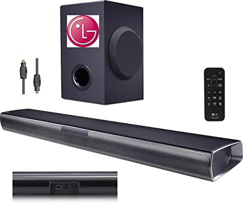 LG SQC1 Bluetooth 2.1 Channel 160W Soundbar with Wireless Subwoofer, remote and Optical connection - Black (Renewed)