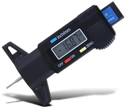 Medidor de profundidad Calibrador de profundidad Digital multiusos, herramienta medición banda rodadura neumáticos LCD 0-25mm para disco pastilla freno coche, 1 ud,para coches