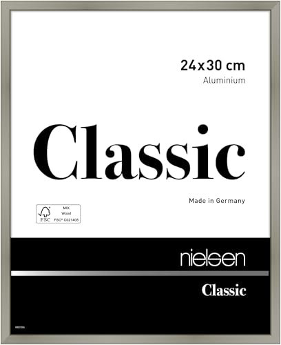 nielsen Bilderrahmen, 24 x 30 cm, Aluminium, Champagner glanz, Rahmen zum Aufhängen im Hoch- & Querformat, Echtglas, Classic