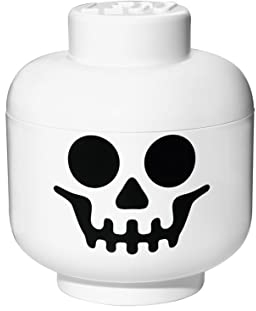 Room Copenhagen Storage Head Small - Skeleton - Polypropylene Storage Box with Lid for Kids' Toy Storage Stackable Organizer and Fun Storage Solution LEGO Toy Box