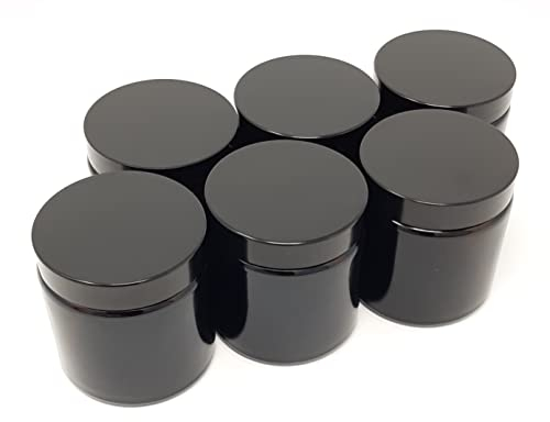 Aura 120ml AMBER GLASS Jars with BLACK Lids - PACK of 6