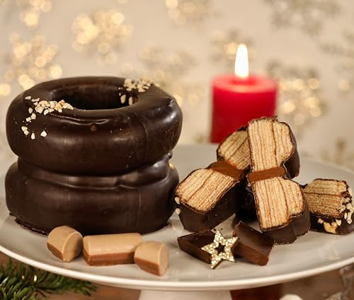 Bäckerei Nestler I Handgefertigter Baumkuchen 2 Ringe mit Nougatfüllung & Zartbitterschokoladenüberzug I nach Familienrezept gebacken I vom Handwerksbäcker aus dem Erzgebirge