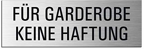 Schild Für Garderobe keine Haftung 240x80 mm XL Türschild Aluminium gebürstet Edelstahloptik selbstklebend 26016-S