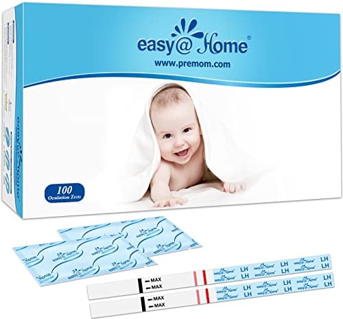 Easy@Home 100 Tests d'Ovulation en Bandelettes Soutenu par l’Application d’Ovulation Premom avec APP Française (100LH)
