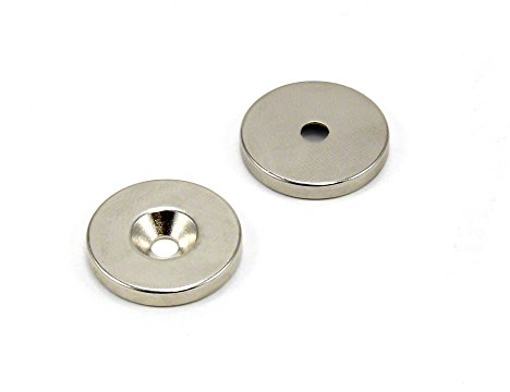 N42 Neodymium Countersunk Magnet for Arts, Crafts, Model Making, DIY, Hobbies, Office, and Home - 20mm dia x 3mm thick x 3.6mm Countersunk Hole - 4.5kg Pull - North - Pack of 2