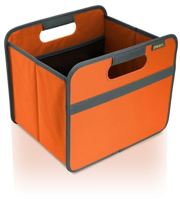meori Faltbox Small in Orange - Stabile Klappbox S mit Griffen - perfekte Allzweck Aufbewahrungslösung - Tragkraft bis 30 kg - A100064 - 32 x 26,5 x 27,5 cm