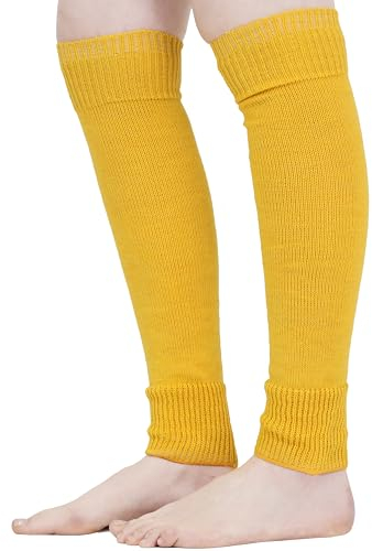 Mysocks Stulpen Damen beinwärmer Frauen Mädchen Winter 80er Stulpen Beinstulpen Beinwärmer Kniestrümpfe Leg Warmers Strümpfe in Einheitsgröße, Gelb