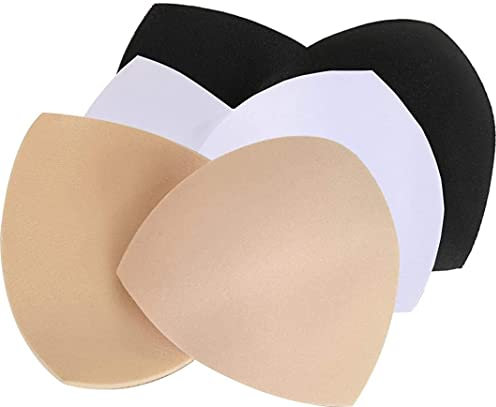 VOCHIC Womens Removable Smart Cups Bra Replacement Inserts Liner Pads 3 Pairs in Set, Black&White&Nude, One Size