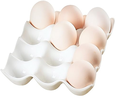 Eco Egg Tablett | 12 Cup Elegante Porzellan weiß Keramik Ei Halter | Superb hitzebeständig Küche Deko Box | 988