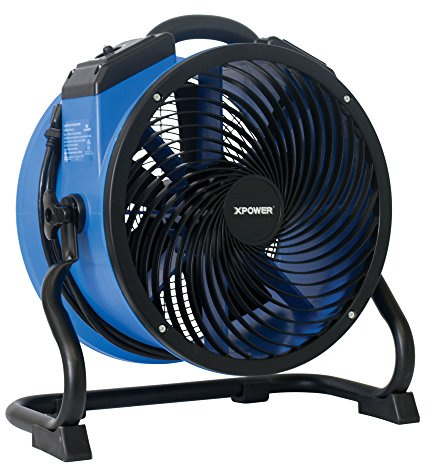 XPOWER FC-300 Heavy Duty Industrial High Velocity Whole Room Air Mover Air Circulator Utility Shop Floor Fan, Variable Speed, Timer, 14 inch, 2100 CFM, Black, Blue