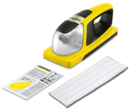 Kärcher KV 4 - Lavavetri Aspiragocce a Batteria professionale per Finestre, Vetri Auto, Doccia e Specchi, Funzione vibrante per sporco ostinato, Grigio/Giallo