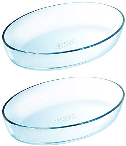 2 x Pyrex Essentials Large 4L 4 Litre Oval Roaster 39 x 27cm - Freezer, Oven, Microwave & Dishwasher Safe