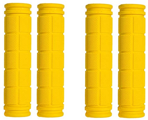 PLATT Bicycle Handle Bar Grips Colorful Rubber Mushroom Grips for BMX/MTB Bikes (Yellow,2 Pairs)