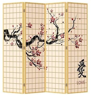 Fine Asianliving Paravent Raumteiler Japanisch Orientalisch Chinesisch Beidseitig L160xH180cm Spanische Wand Trennwand Room Divider Raumtrenner Sichtschutz Bedruckte Canvas Leinwand