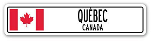 TNND Panneau de rue Québec Canada Drapeau canadien Ville Pays Route Wall Street 10,2 x 40,6 cm