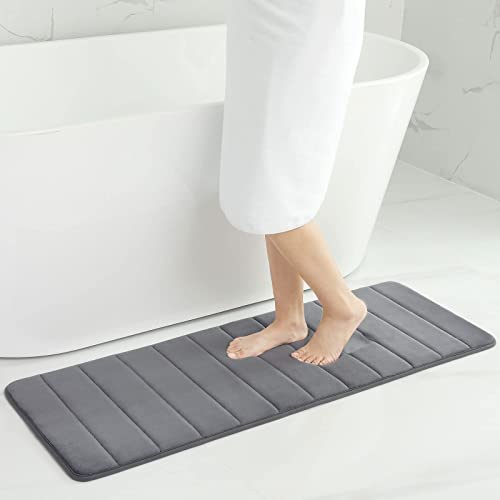 Homaxy Memory Foam Badezimmer Badeteppiche Saugfähige Rutschfester Badvorleger Waschbar Badematte - 43 x 120 cm, Dunkelgrau