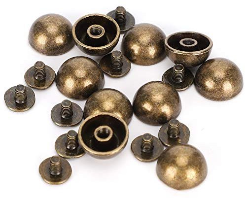 Oumefar 30 Juegos de Remaches de Seta de Tornillo de latón, Tornillos de cúpula de Bronce, Tornillos, Remaches para cinturón de Cuero, Monedero, decoración de 12 MM Home