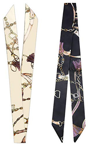 kcctoo 2/6/10 Stück Schals, Taschen für Damen, Handtasche, Schal, Band, Haar, Halstuch, modisches Geschenk, 2 Stück, Weiß, Schwarz, 4*100cm