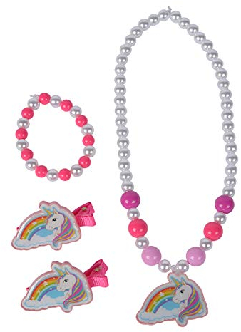 Simba 105562479 Steffi Love Girls Einhorn Schmuck Set, 1 Halskette mit Anhänger, 2 Haarclips mit Logos, 1 Armband , Unicorn, Pony, Regenbogen, ab 3 Jahren