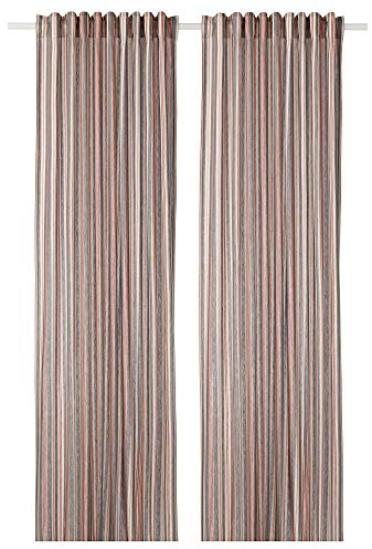 BERGSKRABBA Gardinen 1 Paar 145x300 cm grau rot gestreift