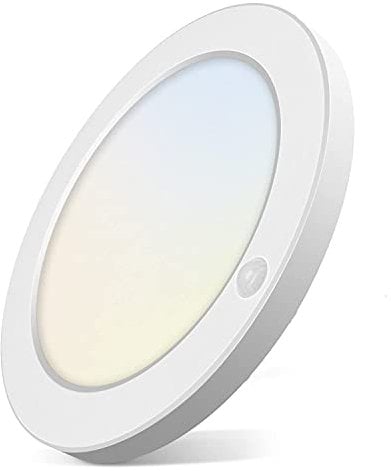 QWYEURO LED Ceiling Panel Light with PIR Motion Sensor Light Sensor Round Ceiling Porch Light Indoor 18W 1600LM