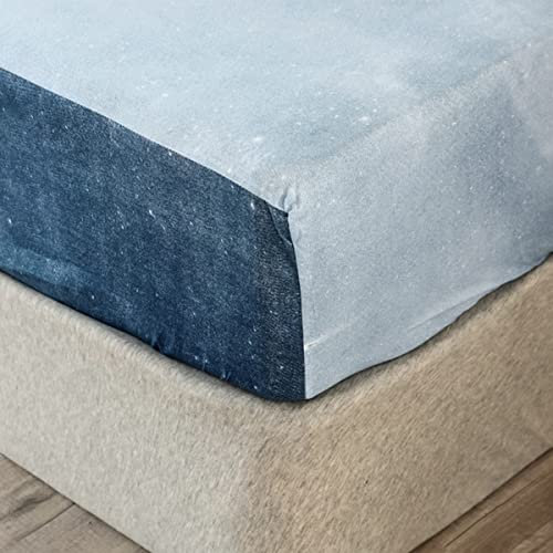 Chickwinu Spannbettlaken 140x200 cm Kinder Matratzenschoner Spannbetttuch, Blau Cartoon Muster Bettlaken Mikrofaser Spannbettlaken für Boxspringbett, Matratze bis 30 cm höhe