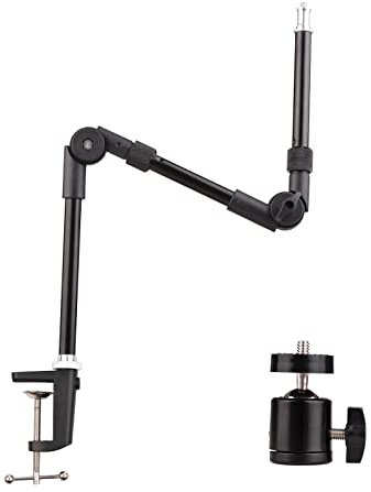 Andoer ST-01 Flexible Foldable Desk Mount Stand Metal Bracket with 1/4 Inch Screw Ballhead Adapter 3kg Load Capacity for Fill Light LED Ring Light Webcam Camera Smartphone