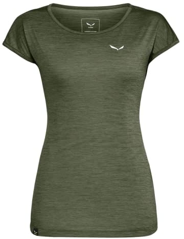 Salewa Puez Melange Dry W S/S Tee T-Shirt, Dark Olive Melange, S Donna