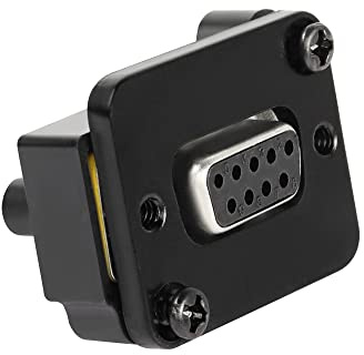 QIANRENON DB9 Adaptador de conector recto para montaje en panel RS232 de 9 pines hembra a macho, acoplador convertidor de enchufe de montaje en panel, para comunicación de red de video