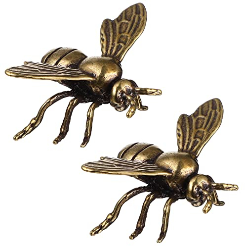 BESPORTBLE Mini-Bienen-Ornament Messing: Vintage- -Statue Viel Glück Bienenfiguren Home Desktop-Dekorationen Für Heimwerker- 2St