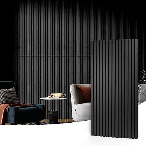 Art3d Akustikpaneele 60 x 120 cm MDF 2 Holz-Akustikplatten 3D-Wandpaneele Wand Decke schallabsorbierende Lamellenverkleidung 2 cm dick Schwarz 1,44㎡