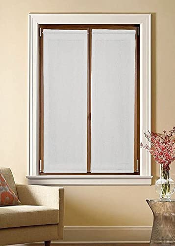 mauro Tende per Finestra e portafinestra a pannello confezionate-Coppia Tendine-larghezza cm 35/45/50/55/60/65/70/80 -Tende a Vetro-Tessuto Bianco Effetto Lino 35X135 cm