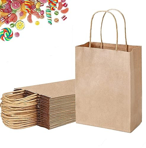 12 Stück Braune Tragetasche Kraftpapier, Geschenktüte Kraftpapier, Papiertüten Henkel, Braune KraftpapiertüTe, Geeignet für Geburtstagsfeier, Geschenk, Hochzeit, Shopping