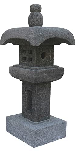STONE art & more Japanische Steinlaterne Osaka, H 70 cm, Steinmetzarbeit aus Lavastein, Garten-Deko, frostfest