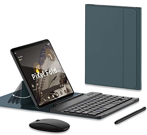 Hülle Case for Pixel Fold Keyboard + Mouse + Adjustable Angle Flip Folio + Pen + Pen Slot,Book Cover Keyboard Kit for Google Pixel Fold(4)