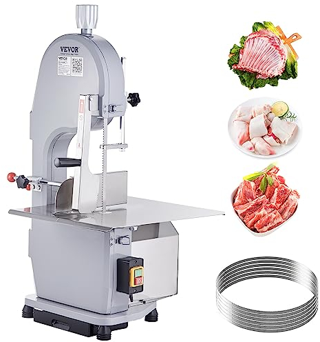 VEVOR Segaossa Elettrica da Banco Uso Commerciale in Acciaio Inox per Carne Ossa da Macellerie 1500W Produttività max. 300kg/ora, Macchina Segaossa Elettrica Spessore di Taglio 4-200mm Altezza 250mm