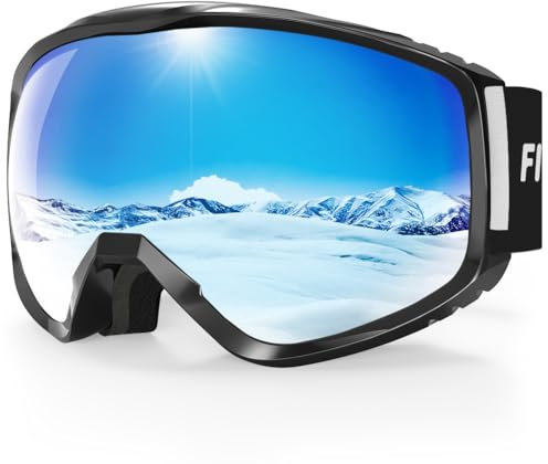 Findway Ski Goggles For Women Men Youth Teen, Snowboarding Goggles Over Glasses Compatible Helmet, Anti-fog UV Protection, Anti-glare Skiing Goggle Blue For Skiing Snowboarding