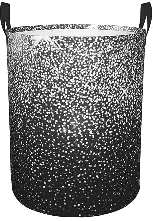 Shiny silver glitter Laundry Basket Hamper Waterproof Dirty Clothes Hamper Collapsible Washing Bin Clothes Bag with Handles Freestanding Laundry Hamper for Bathroom Bedroom Dorm Travel