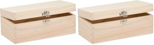 Glorex 6 1682 002 - Holzbox aus Kiefernholz, rechteckig, mit Verschluss, ca. 23 x 11 x 9 cm groß, FSC Mix, zum Bemalen, Bekleben oder Verzieren mit dem Brandmalkolben (Packung mit 2)