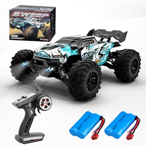 X-Verse 16102PRO Ferngesteuertes Auto mit Bürstenloser Motor, 1:16 4WD RC Auto Geländewagen Offroad, 70KM/H Offroad Drift Auto Spielzeugauto, Geschenk für Erwachsene,2 Batterien(Blau)
