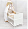 Generisch Baby Delux Babybett Komplett Set 9-TLG Kinderbett umbaubar zum Juniorbett 70x140 Matratze Jack Bettset Chiffonhimmel (Patchwork beige Mond)