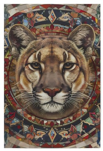 artboxONE Poster 75x50 cm Natur Mandala - Puma hochwertiger Design Kunstdruck - Bild Mandala Boho buddhistisch