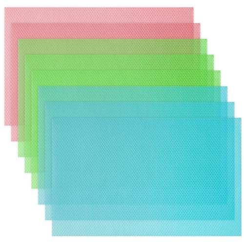 CAKEEYUM 8 Pcs Refrigerator Liners, Cuttable Fridge Liners 18x12'' Refrigerator Shelf Washable Fridge Mats for Top Freezer Glass Shelf Cupboard Cabinet Drawers