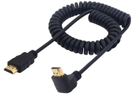 LANMINGLEL Cable HDMI en Espiral en Ángulo Recto 90 Grados Macho a Macho - Alta Velocidad 4K 60Hz 1080P - Compatible Con TV, PC, Laptop (Arriba)
