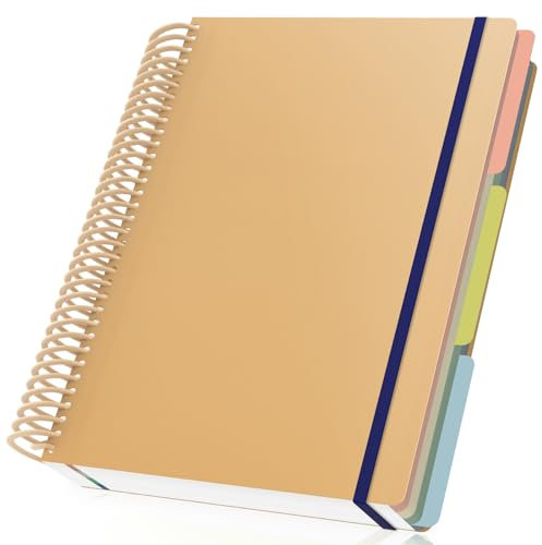 Yarotm Spiralblock A4 Liniert - Notizbuch A4 Spiralbindung 120 Blatt - Journal Tagebuch 23.5x29.8cm - 90g/m² Papier Liniert Notizblock A4 - Beige Notizheft Reisen Notebook Writing Pads