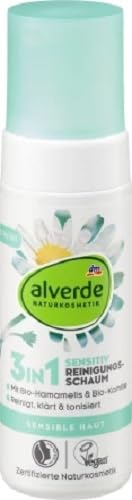alverde NATURKOSMETIK 3in1 Reinigungsschaum Sensitiv, 150 ml