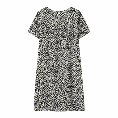 Generico Camicia da Notte Estiva, Vestito da Casa Donna Estivo, Abito Estivo, Camicia da Notte Manica Corta, Camicia da Notte Donna Manica Corta Bottoni con Scollo A V Pigiama da Notte